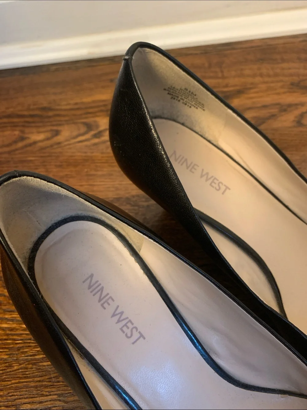 Nine West Black Leather Wedge Pumps